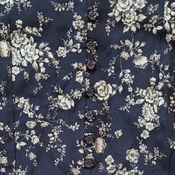 Vintage 90's Midi Length Long Sleeve Empire Waist Garden Floral Dress - Picture 6 of 10